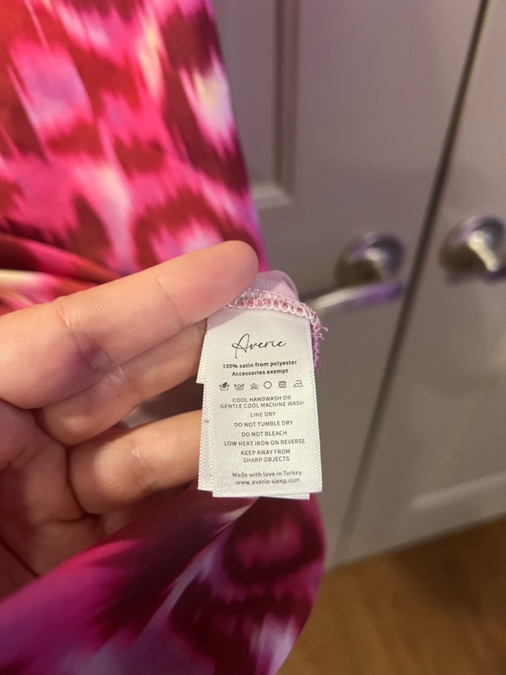 Averie Linda Night Dress Satin Slip Dress Pink-Magenta Leopard Print L - Picture 6 of 8
